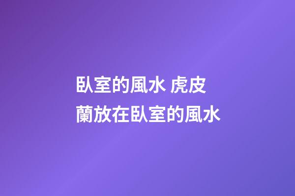 臥室的風水 虎皮蘭放在臥室的風水